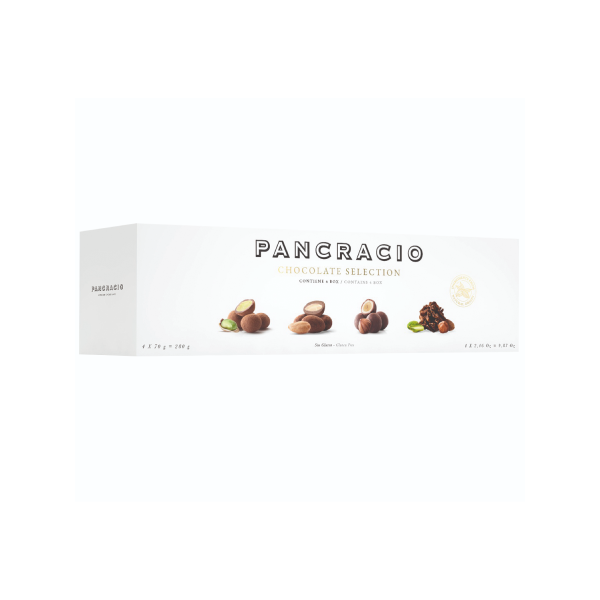 Chocolate Selection Ассорти конфет (конфеты из цельного карамелизированного миндаля 70г, конфеты из цельного карамелизированного фундука 70г, конфеты из цельнольных карамелизированных фисташек 70г, конфеты из дробленных орехов в темном шоколаде 70г) 280 г