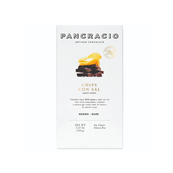 Темный шоколад с солеными чипсами Pancracio (Dark chocolate and chips with olive oil), 100г